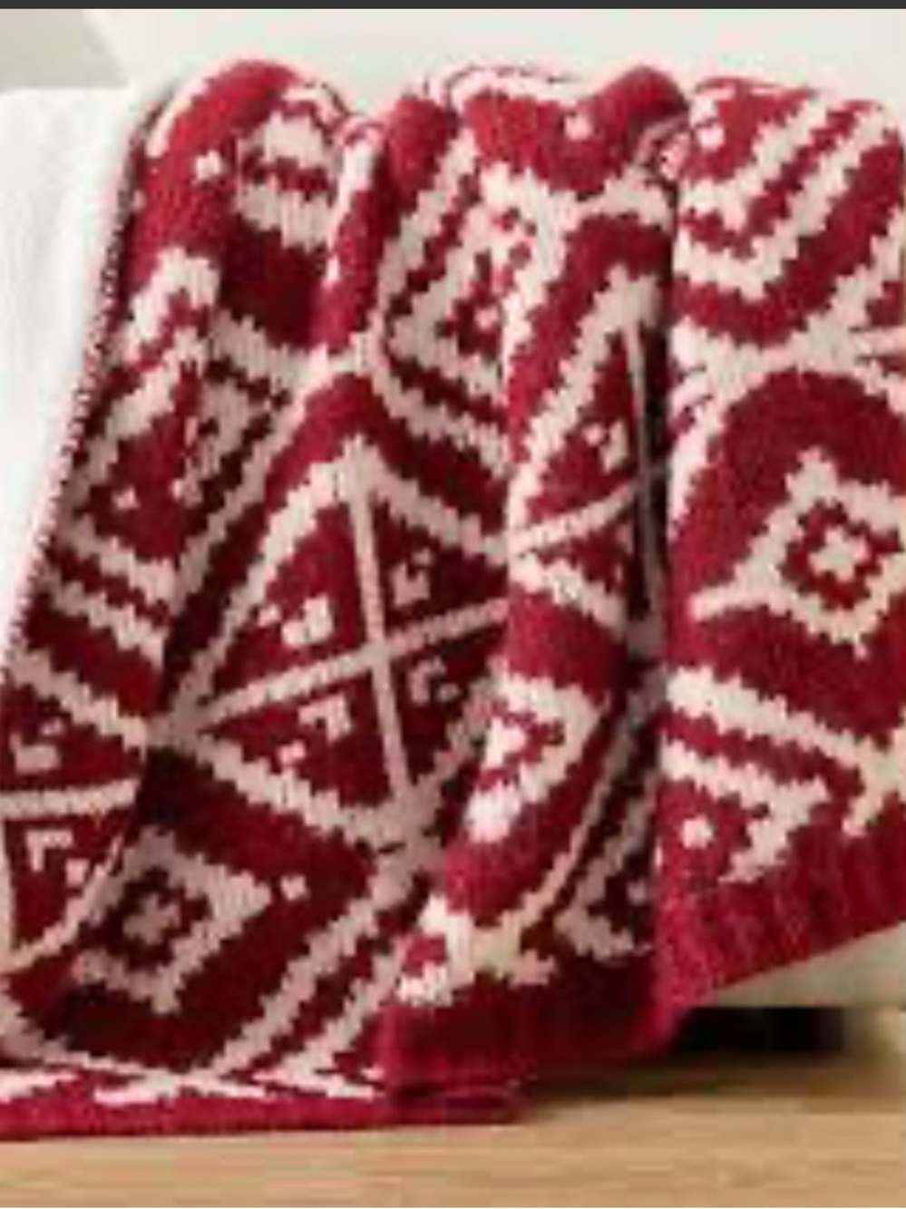Pottery Barn Modern Fair Isle Throw Blanket Red 50X60” NWT CottageCore Farmhouse